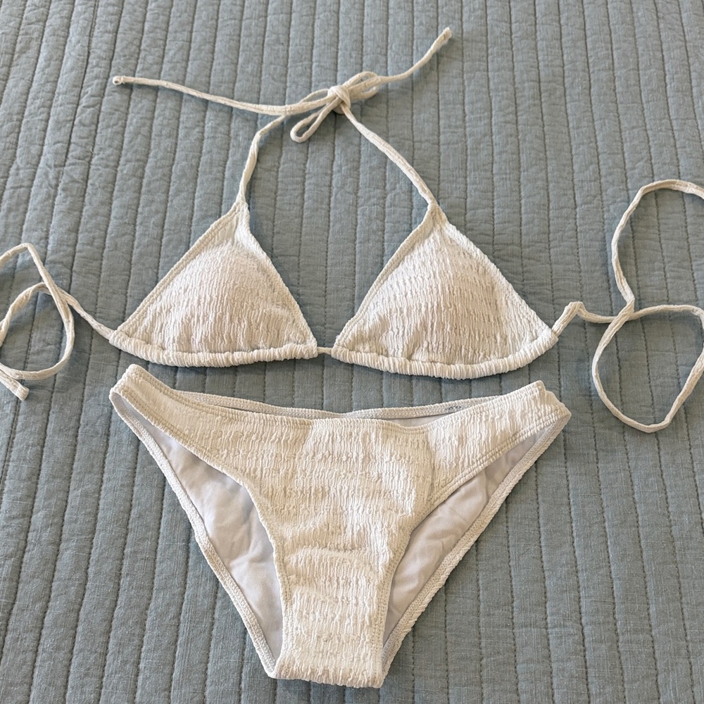 Classic Cream Textured Bikini Set - Women Intimates & Sleepwear